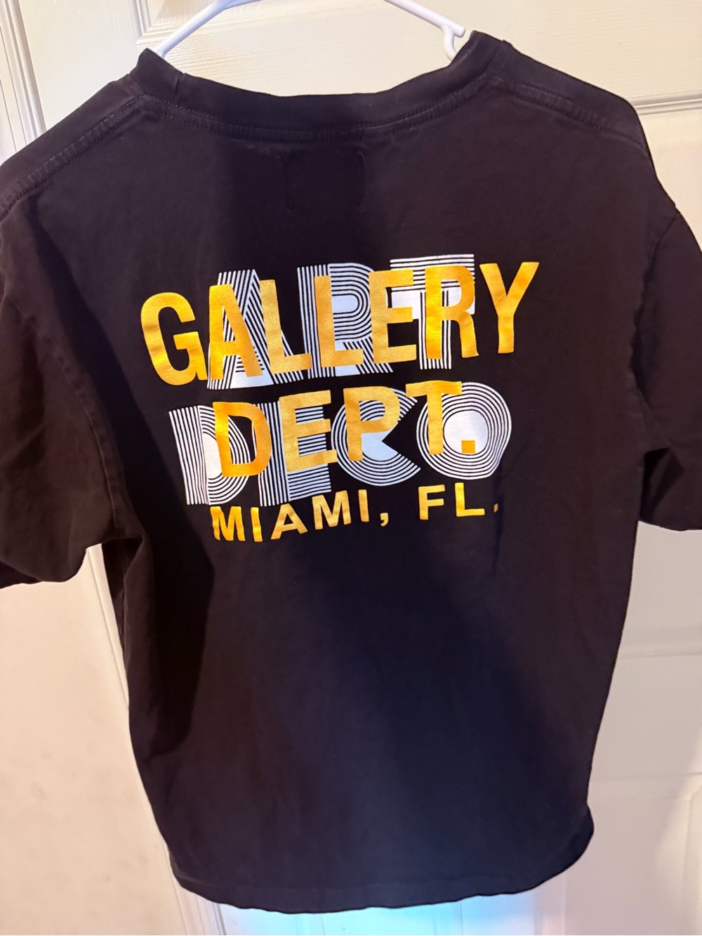 Gallery Dept Black T‑Shirt with Yellow & White Graphic